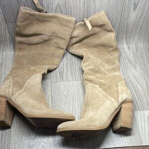 Splendid Beige Over-the-Knee Suede Boots